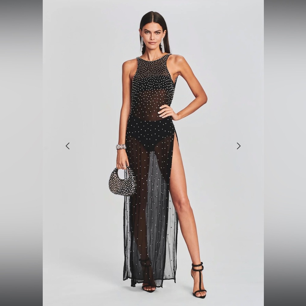 Retrofete Carmella Embellished Chiffon Dress - image 1